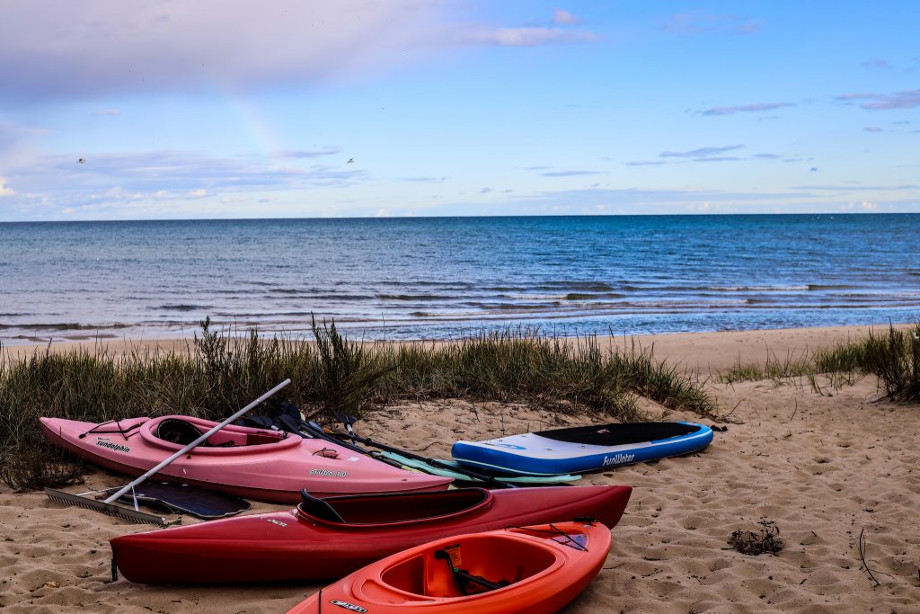 Kayaks on the beach